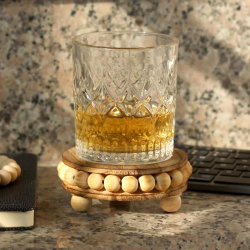 Round Wood Pedestal Stands for Decor, 2-Pack