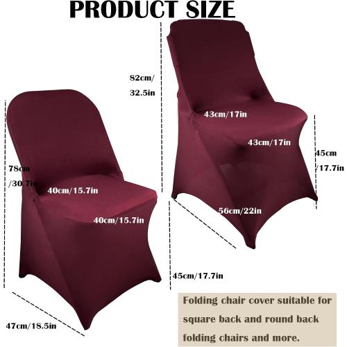 40PCS Spandex Folding Waterproof Chair Covers for Party,Burgundy | Wedding Universal Fitted Chair Cover Protector,Stretch Folding Chair Covers,For Event Banquet Holidays Celebration Decoration
