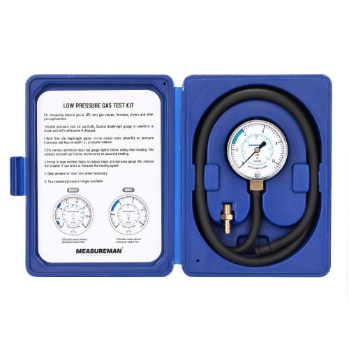 MEASUREMAN Natural Gas or LP Gas Manifold Pressure Test Kit, 0-10 W.C., 1/4 NPT, 40 Length Hose