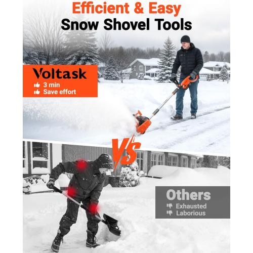 Cordless Snow Shovel, 24V | 13-Inch | 4-Ah Cordless Snow Blower, Battery Snow Blower with Directional Plate & Adjustable Front Handle (4-Ah Battery & Quick Charger Included)