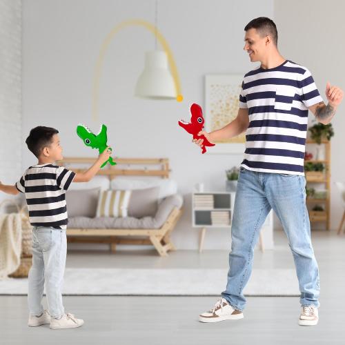 ArtCreativity Dinosaur Pop and Catch Game - Dino Pop and Catch Toy with 2 Catch Cup Launchers and 6 Balls - Press Trigger to Pop Out The Ball - Summer Games for Kids Outside Play - Outdoor Games