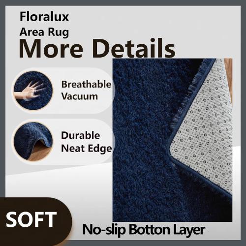 Area Rug Living Room Rugs, Dark Blue, Ultra Soft Fluffy Furry Carpet for Bedroom, Non-Slip Indoor Floor Carpets for Kids Boys Girls Dorm, Nursery, Home Decor Aesthetic