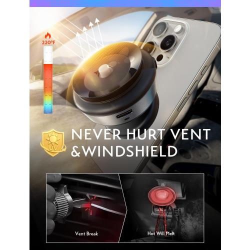 LISEN Suction Phone Mount, Content Creator Vlogging Portable Super Stable Electric Vacuum Magnetic Phone Holder, 360 Adjustable Travel Multi-Scene TikTok for iPhone 17 Pro Max Air 16e 16 15 Kits