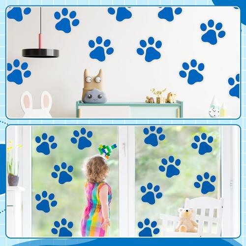 ReliThick 30 Pcs Large Paw Print Stickers Floor Decals, Blue