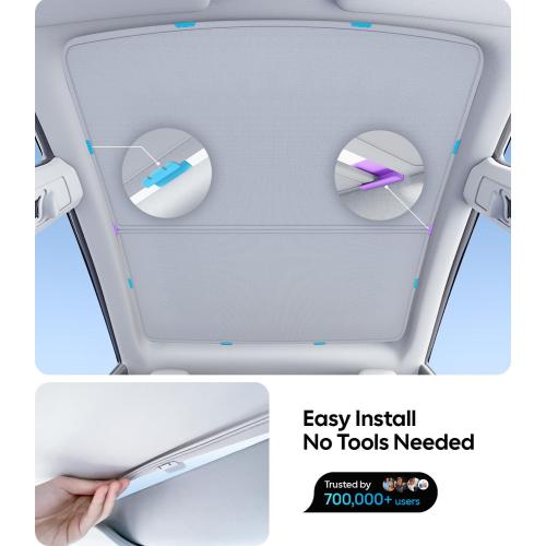 for Tesla Model Y Accessories Sunshade Roof, Interior Gray | For Model Y 2020~2025, Never Sag, Nano Ice-Crystal Coatings, Heat Insulation Glass Roof Sun Shade