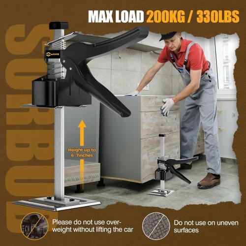 Labor Saving Arm Jack Handle 12 in Furniture Jack Drywall Lift for Wall Tile Locator, Multi Function Height Adjustment, Door Panel, Lever Arm Tool Board Weight 330lb, Lift Range 6.7In