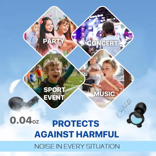 Kids Ear Plugs (6 yrs) - Reusable Everyday Noise Relief Earplugs for Small Ear Canal, Kids Ear Protection for Concerts, Travel, Focus, Socializing, School, Sleep, Sensitivity – 26 dB Noise Reduction