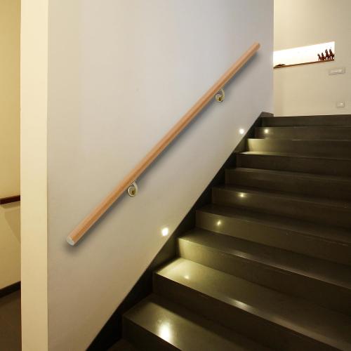 7 FT Modern Aluminum Handrail Set, handrails for Indoor Stairs,Deck,Slope, Wall Mounted Staircase handrails, Zink Alloy Brackets Included,Rust Free. (Cherry Wood Grain, 7 FT)