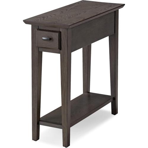 Leick Home 10071-GR One Drawer Chairside/Recliner End Table with Shelf, Smoke Gray