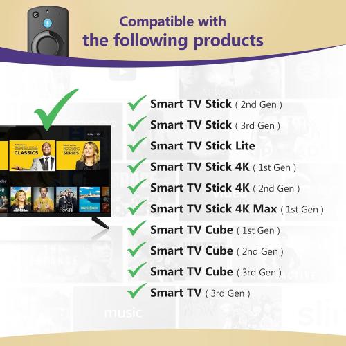 Voice Remote for FireStick(2nd/3rd Gen,Lite,HD),TV Stick 4K/Max(1st/2nd Gen),TV Cube, TV Remote for Some Hisense, TCL, Insignia Smart TVs