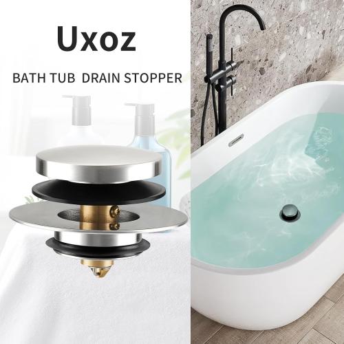 Bathtub Drain Stopper, Tub Stopper/Bathtub Plug for Tip Toe/Trip Lever/Lift&Turn Tub Drains, Bath Tub Drain Stoppers Designed for 1.5-1.72 Drain Hole w/3 O-Rings,Chrome Plated