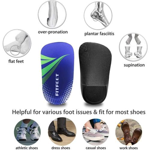 3/4 Arch Support Insoles for Men and Women, Plantar Fasciitis Insoles, Orthotic Inserts for Flat Feet Over-Pronation, Rigid High Arch Support Shoe Insoles for Heel Spurs Foot Pain Relief, M