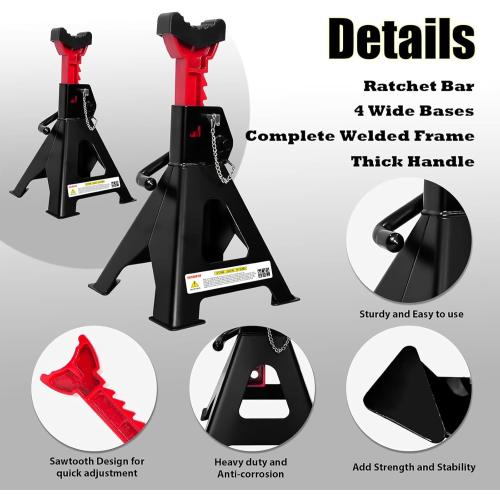 YATOINTO Jack Stands 3 Ton (6,600 LBs) with Double Pin Locking, Car Jack Stand 11.22-16.54 Adjustable with Rubber Pads, Jack Stands for Trucks,Home,Garage, SUV, Pickup,Car,UTV/ATV,1 Pair