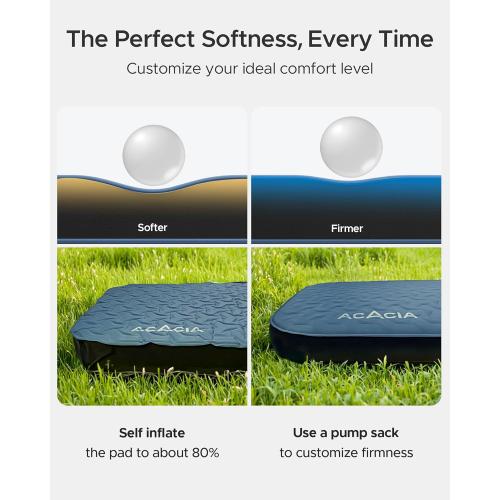 Acacia 4 Thick Self Inflating Sleeping Pad with Foam, Innovative Y-Shaped Telescopic Structure, Ultraportable Camping Air Mattress with Pump Sack, Easy Roll Up Sleep Bed for Travel Tent Car