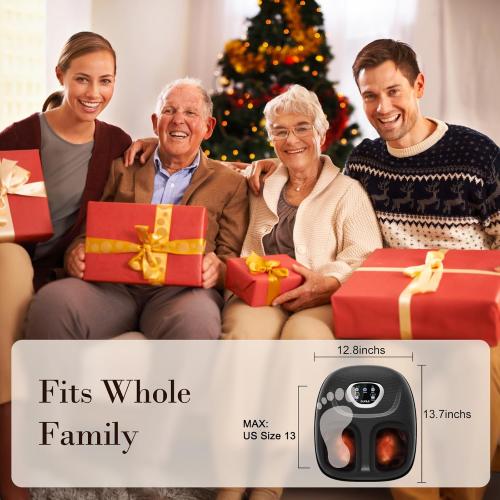 Foot Massager FSA Eligible HSA, Feet Massager with Heat for Plantar Fasciitis Relief, 5 Levels Compression & Vibration Massage for Neuropathy, Christmas Gifts for Women Men, Fits Up to 13