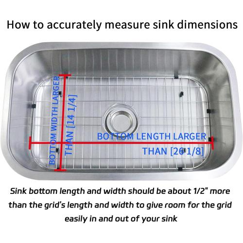 Kitchen Sink Grid 26-1/8x14-1/4 - Heavy Duty Kitchen Sink Protector with Built-in Strainer & Center Drain, Non-Slip Rubber Feet & Scratch Resistant Bottom Guard