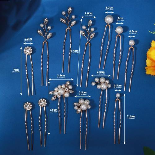 13 Pieces Pearl Crystal Bridal Hair Pins Rhinestone Flower Wedding Gold Hair Pieces Prom Accessory for Women Wedding Hairstyles