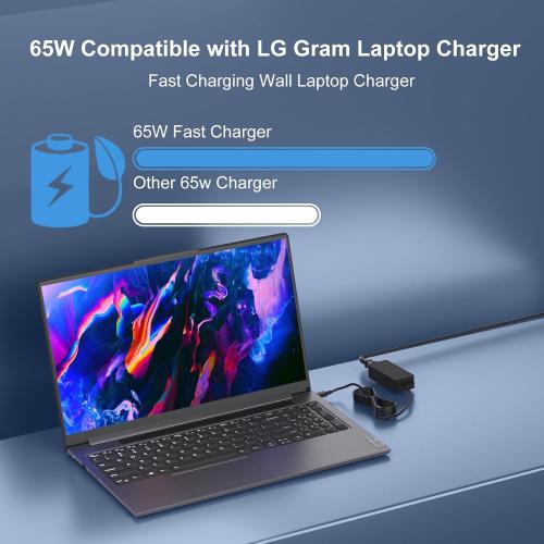 65W USB C PD Fast Charger Compatible with LG Gram 14 15 16 17 Laptops (65W Charger for LG Gram)