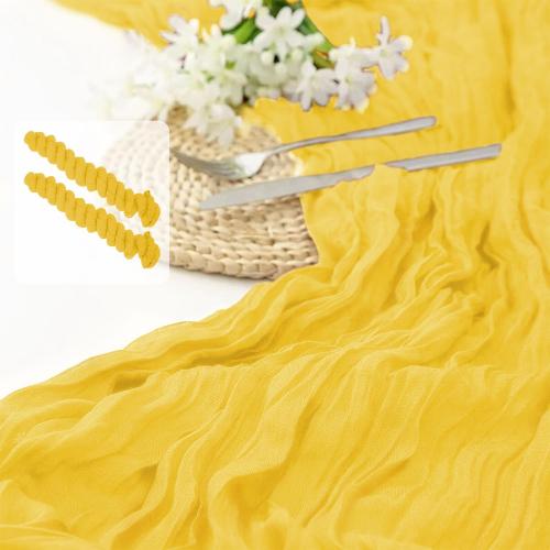 2 Pack 10 Ft Cheesecloth Table Runner Light Yellow Gauze Long Table Runners Boho Gauze Cheese Cloth Table Runner Rustic Sheer Runner for Wedding Party Table Decor ( 35 x 120 Inch ), TR-2-LY