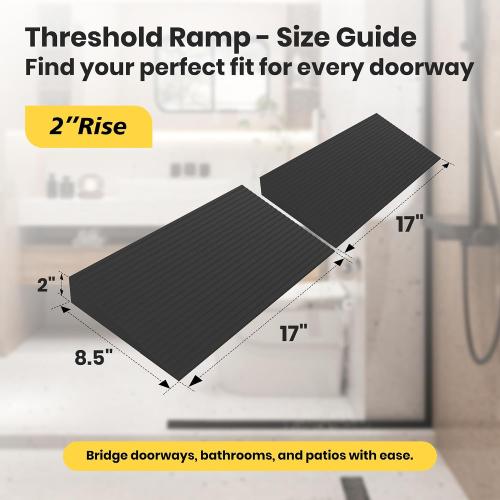 2 Inch Rubber Threshold Ramps for Doorways, 2 PCS
