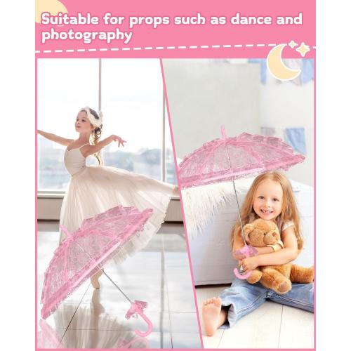Mini Lace Embroidery Parasol for Kids   Vintage Bridal Umbrella for Wedding Flower Girls, Small Decorative Lace Parasol for Tea Party