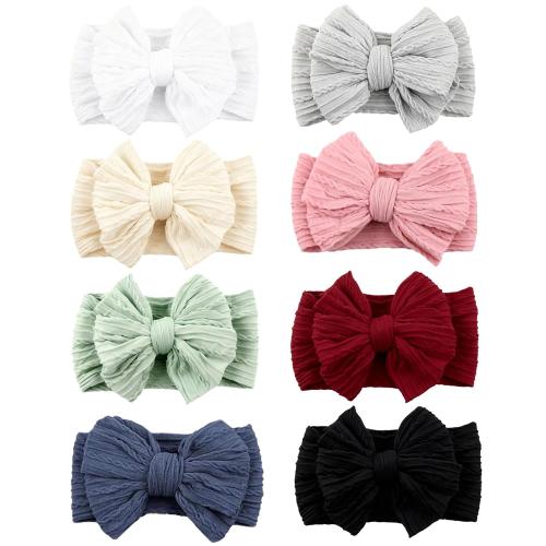 8 Pcs Baby Bows Headbands Soft Nylon Hairbands Super Elastic Headband Hair Accessories For Baby Girls Infant Toddler Essentials (8 Color-Warm)