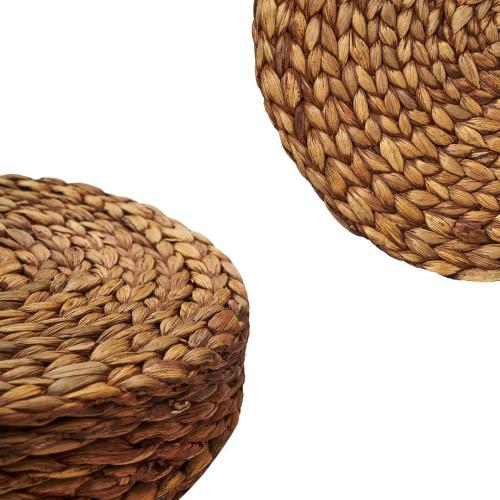 Brown Woven Placemats Round Set of 10 Natural Water Hyacinth Weave Placemat for Dining Table