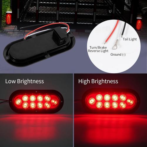 2Pcs 6 Oval LED Trailer Lights Kit 10 LED Marker Lights, Brake Lights, Stop/Turn Signals Waterproof Utility Tail Lights for Trucks, Trailers, RVs, Boats
