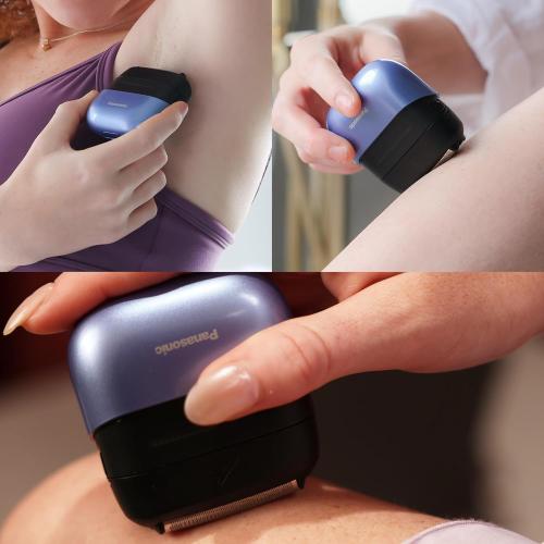 Color Purple Panasonic Swipe Right Travel Shaver for Women, Portable Electric Razor with USB-C Charging, 3-Blade Cutting System for Dry or Wet Use - ES-CM3A-V