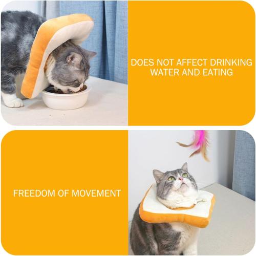 Cat Cone Collar Soft, Cute Toast Collar for Cats After Surgery, Adjustable Pet Neck Cones to Stop Licking for Kitten/Small Dog|Collars