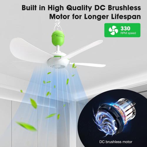 17 Portable USB Ceiling Fan for Camping Tent Gazebo RV Cruise