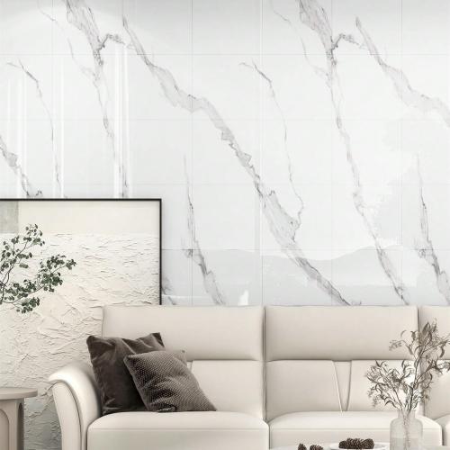 10pcs Marble Peel and Stick Backsplash Waterproof Washroom Wall Panels, Peel and Stick Tile, PVC Wall Panels for Kitchen (White and Grey, 11.8 x 11.8 x2.5MM x 10Pack)