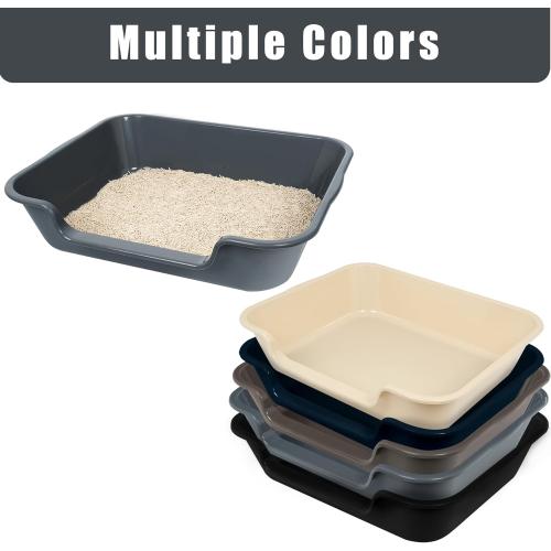 1 Pack of Extra Large Cat Litter Box (ABS Material), Low Entry Senior Litter Pen for Geriatric Kitty Big Cats, Jumbo Pet Safe Litter Boxes Tray for Indoor Pets Potty (Gray, 24 L x 20 W)