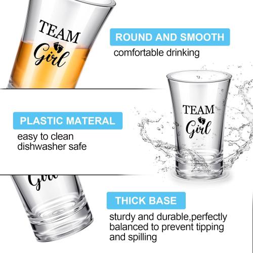 36 Pcs Gender Reveal Shot Glasses - Team Boy or Girl Baby Shower Decoration Centerpieces - Party Favors for Guests and Supplies