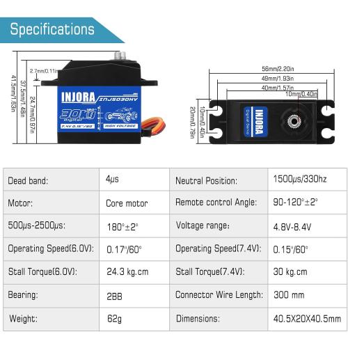 INJORA 30KG Digital Servo High Voltage Waterproof Servo for 1/10 RC Car ARRMA KRATON Upgrade