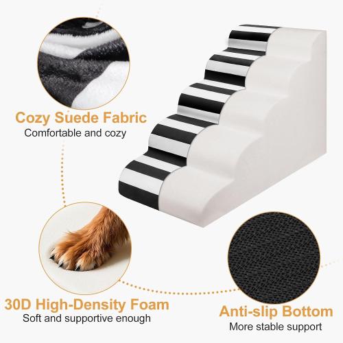 JOEJOY Curved Dog Stairs Ramp for High Beds 19 H, 4-Step Dog Steps for Small Dogs and Cats, Pet Stairs for High Bed Climbing, Non-Slip Balanced Pet Step Indoor, Grey