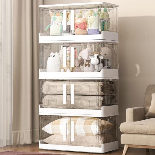 Modern Rectangular Storage Bins with Lids - 21 Gal Collapsible, 4 Pack