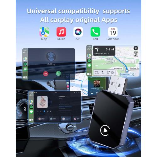 2 in 1 CarPlay Wireless Adapter & Android Auto Wireless Adapter, Low Latency for Cars with Built-in Carplay and Carplay for iPhone 10  & Android 11