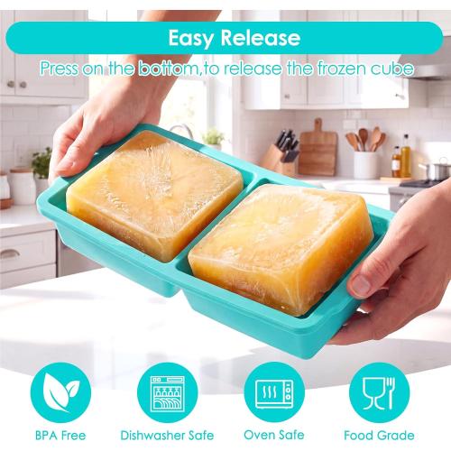 VINATO Set of 2 Silicone Freezer Containers with Lid, 500 ml