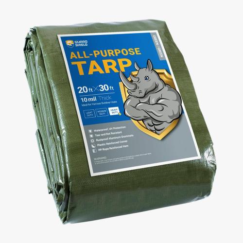 GUARD SHIELD Heavy Duty Tarp 20x30 Feet Green Multi Purpose Thick Waterproof Poly Tarp Cover 10mil