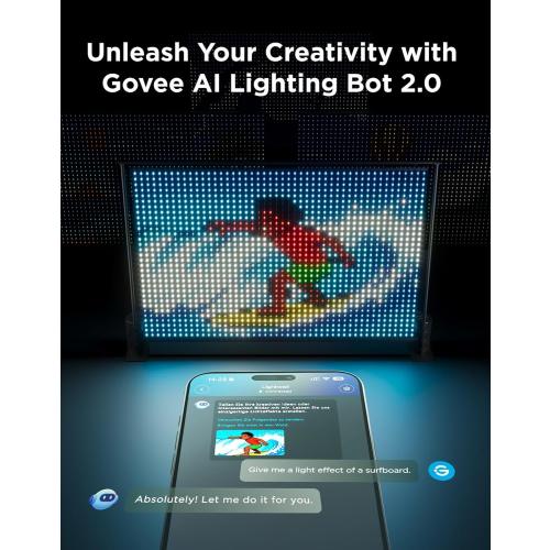 Govee Lightwall, Large Smart Curtain Light, 1536 RGBIC LEDs, 8.5x6.2ft | Portable & Dimmable Color Changing String Lights, Music Sync with AIGC, Light wall for Outdoor & Indoor Use, IP65 Waterproof