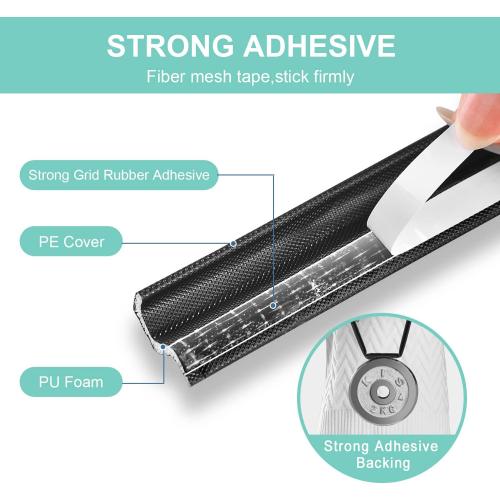 MOPMS Draft Stopper Sweep, Door Weatherproofing Stripping, Window Seal Strip Self-adhisive Soundproof Seal Strip Cuttable Window Weather Stripping, Length 6.56Ft- Black