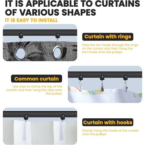 Flexible Bendable Ceiling Curtain Track, Ceiling Mount for Curtain Rail with Track Curtain System, Room Divider, Ceiling Curtain Rod, RV Ceiling Track for Curtains, 9.8 FT/ 3 M, Black