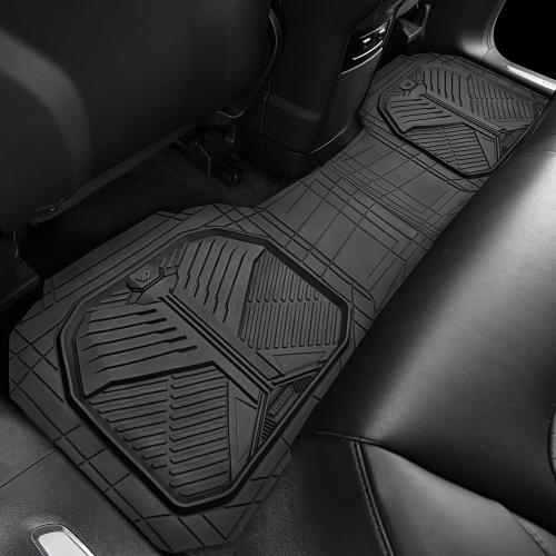 CAR PASS Heavy Duty Rubber Rear Car Mat, Deep-Dish Odorless Car Floor Mats All Weather, Universal Trim-to-Fit for SUVs Trucks Sedans, Waterproof Anti-Slip, Black