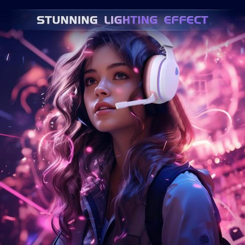 Color Pink 2.4GHz Wireless Gaming Headset for PS5, PS4 Fortnite & FPS Gamers, PC, Nintendo Switch, Bluetooth 5.3 Gaming Headphones with Noise Canceling Mic, Stereo Sound, 40 Hr Battery (Pink)