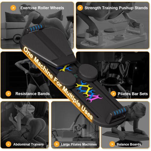 Pilates Reformer Set - Foldable Sliding Reformer, Pilates Board for Home Workout, Portable Abdominal Core Trainer Pilates Reformer Board - Full Body Workout Equipment for Home