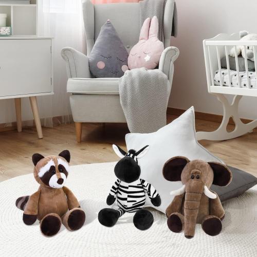 6Pieces Safari Stuffed Animals Plush Jungle Animal Toys 9.8 Inch Zoo Stuffed Animals