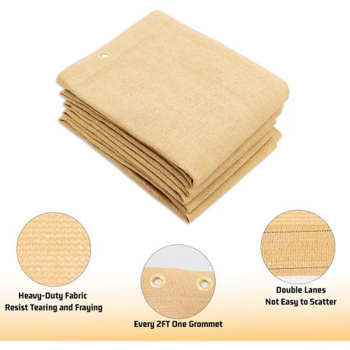 Size 8x10 ft Color Sand SUNNY GUARD Shade Cloth 4/6/8/10/12 FT Sun Shade Screen Fabric Shade Cover Tarp with Grommets for Pergola Backyard Garden,8x10 FT Sand