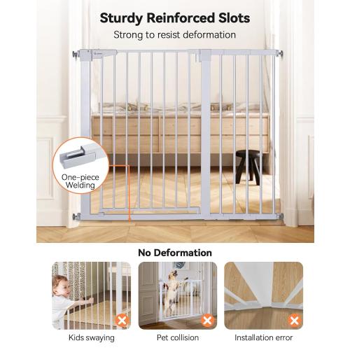 COMOMY 36 Extra Tall Baby Gate for Stairs Doorways, Fits Openings 29.5 to 40.6 Wide, Auto Close Sturdy Safety Dog Gate for House, Pressure Mounted Easy Walk Through Pet Gate with Door, White