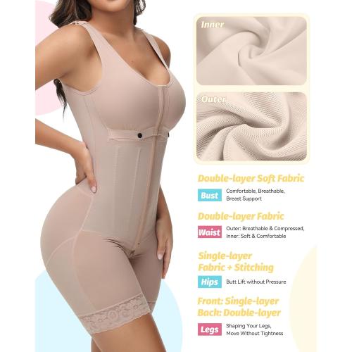 SHAPSHE Fajas Colombianas Moldeadoras Full Body Shaper Postparto Post Surgery Stage 2/3 Tummy Control Compression Garment Large